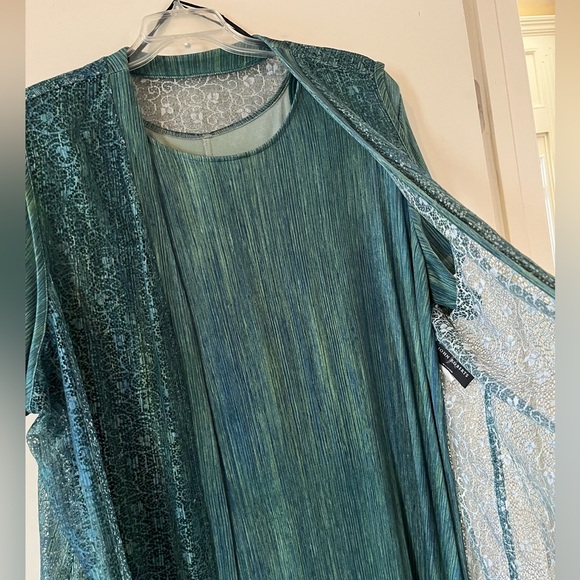 John Robert’s Woman Green Maxi Length Dress with Vest Overlay Size 24W - Picture 8 of 15